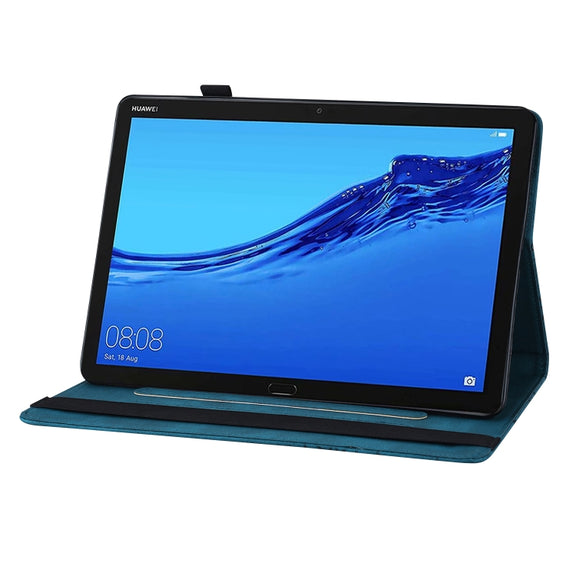 For Huawei MediaPad M5 Lite 10.1 Big Butterfly Embossed Leather Tablet Case(Blue)