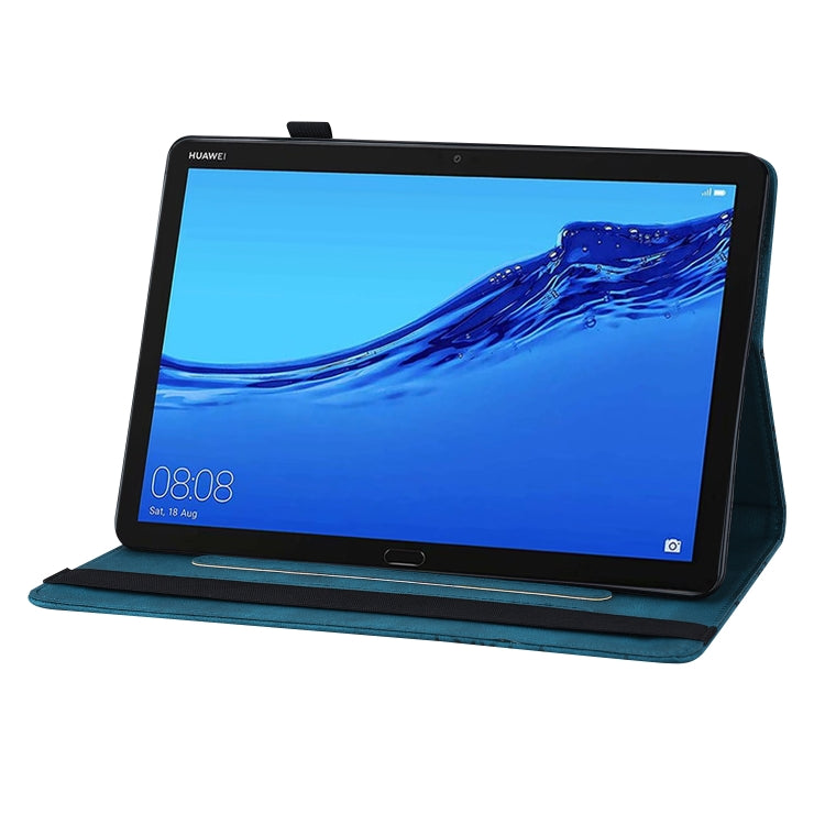 For Huawei MediaPad M5 Lite 10.1 Big Butterfly Embossed Leather Tablet Case(Blue)