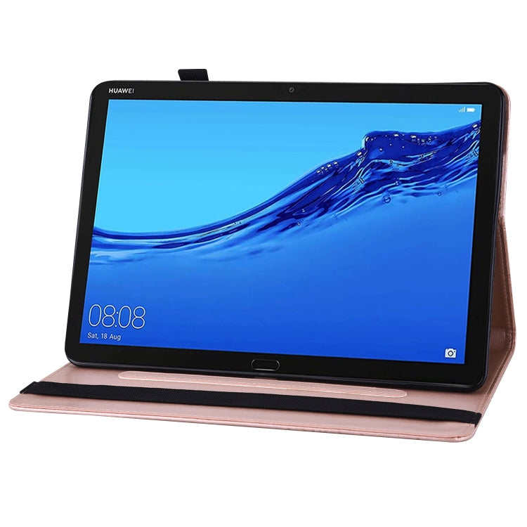 For Huawei MediaPad M5 Lite 10.1 Big Butterfly Embossed Leather Tablet Case(Rose Gold)