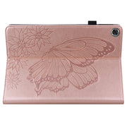 For Huawei MediaPad M5 Lite 10.1 Big Butterfly Embossed Leather Tablet Case(Rose Gold)