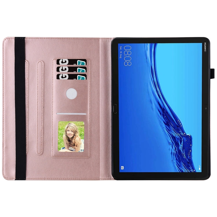 For Huawei MediaPad M5 Lite 10.1 Big Butterfly Embossed Leather Tablet Case(Rose Gold)