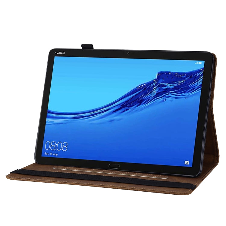 For Huawei MediaPad M5 Lite 10.1 Big Butterfly Embossed Leather Tablet Case(Brown)