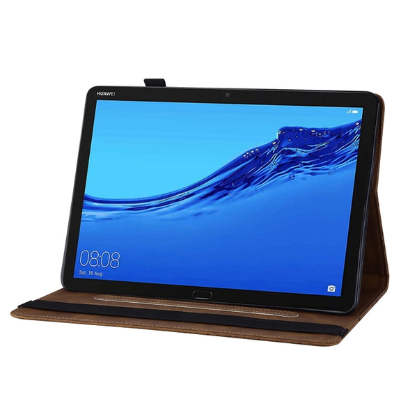 For Huawei MediaPad M5 Lite 10.1 Big Butterfly Embossed Leather Tablet Case(Brown)
