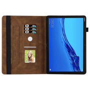 For Huawei MediaPad M5 Lite 10.1 Big Butterfly Embossed Leather Tablet Case(Brown)