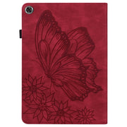 For Huawei MediaPad M5 Lite 10.1 Big Butterfly Embossed Leather Tablet Case(Red)