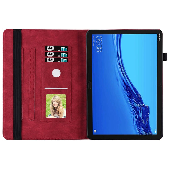 For Huawei MediaPad M5 Lite 10.1 Big Butterfly Embossed Leather Tablet Case(Red)