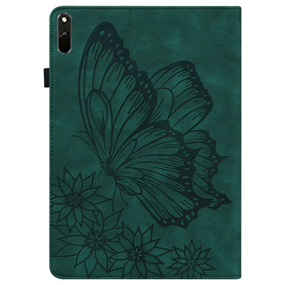 For Huawei MatePad 11 2021 Big Butterfly Embossed Leather Tablet Case(Green)