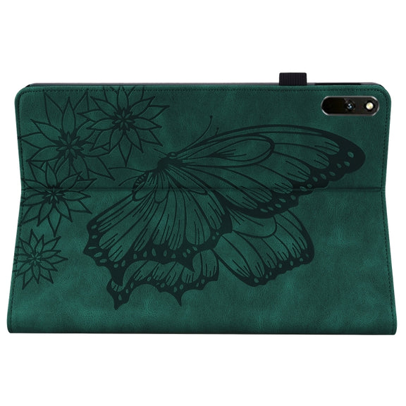 For Huawei MatePad 11 2021 Big Butterfly Embossed Leather Tablet Case(Green)