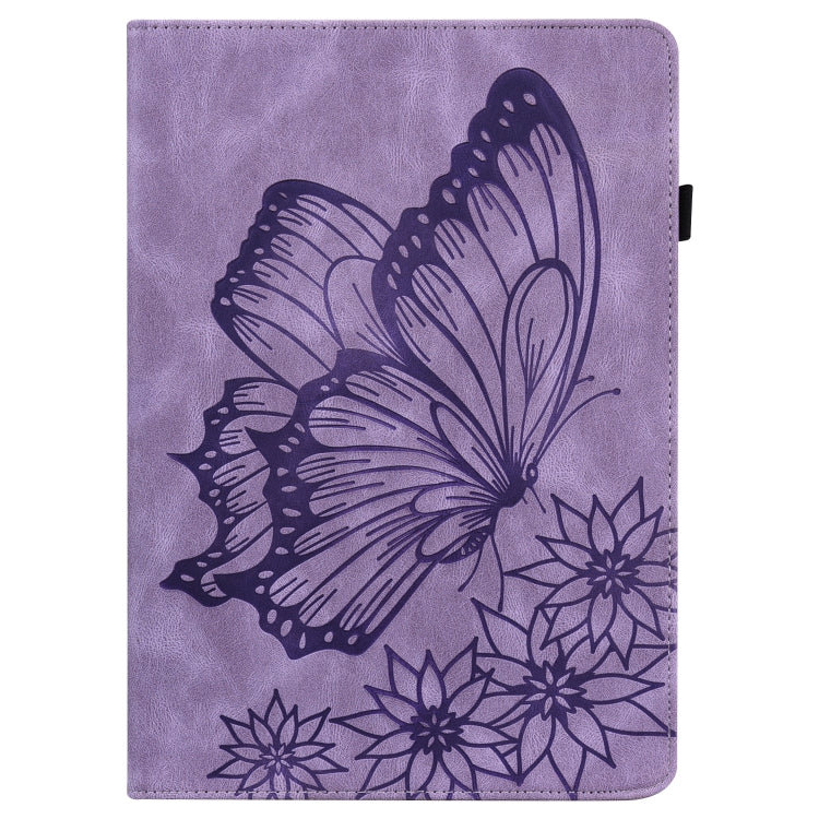 For Huawei MatePad 11 2021 Big Butterfly Embossed Leather Tablet Case(Purple)