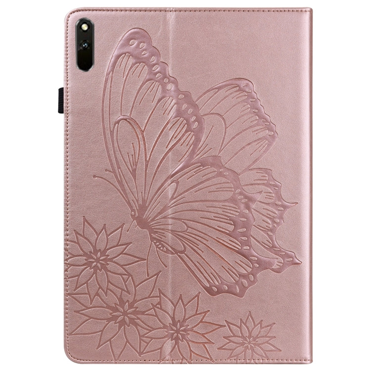 For Huawei MatePad 11 2021 Big Butterfly Embossed Leather Tablet Case(Rose Gold)