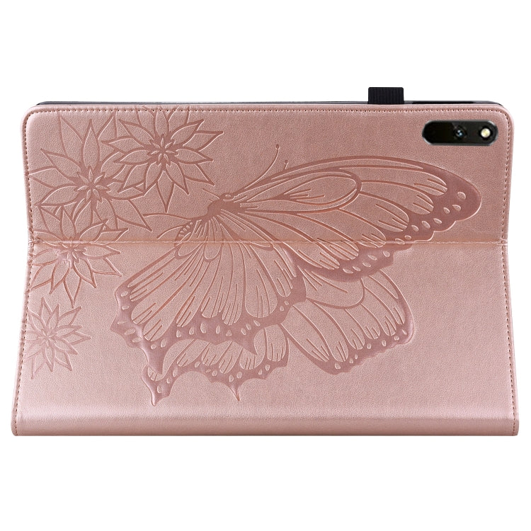 For Huawei MatePad 11 2021 Big Butterfly Embossed Leather Tablet Case(Rose Gold)