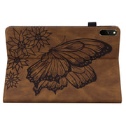 For Huawei MatePad 11 2021 Big Butterfly Embossed Leather Tablet Case(Brown)