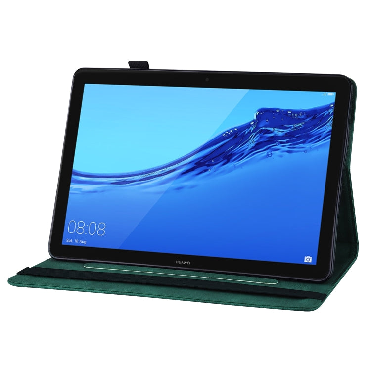 For Huawei MediaPad T5 Big Butterfly Embossed Leather Tablet Case(Green)