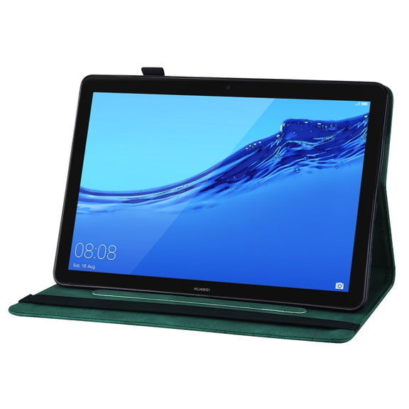 For Huawei MediaPad T5 Big Butterfly Embossed Leather Tablet Case(Green)