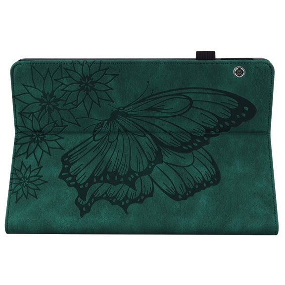 For Huawei MediaPad T5 Big Butterfly Embossed Leather Tablet Case(Green)