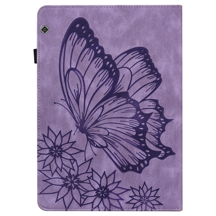 For Huawei MediaPad T5 Big Butterfly Embossed Leather Tablet Case(Purple)