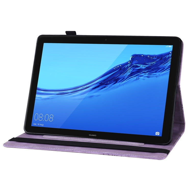 For Huawei MediaPad T5 Big Butterfly Embossed Leather Tablet Case(Purple)