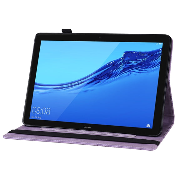 For Huawei MediaPad T5 Big Butterfly Embossed Leather Tablet Case(Purple)