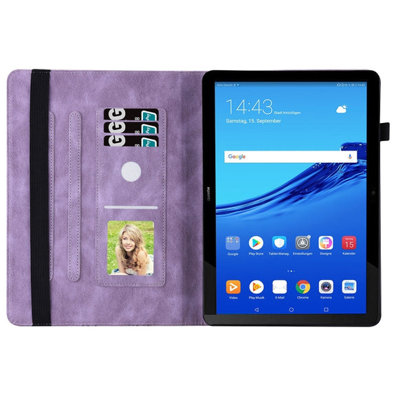 For Huawei MediaPad T5 Big Butterfly Embossed Leather Tablet Case(Purple)