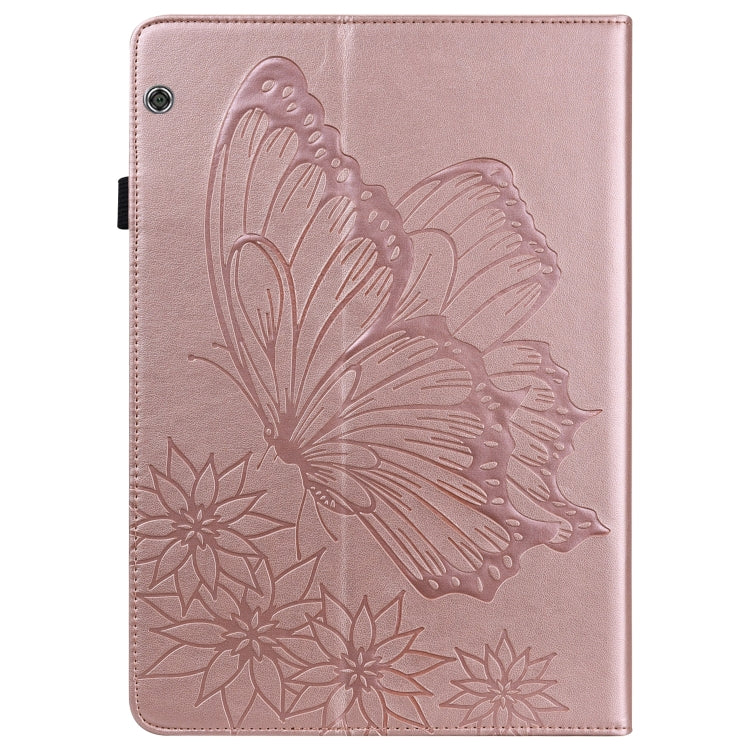For Huawei MediaPad T5 Big Butterfly Embossed Leather Tablet Case(Rose Gold)