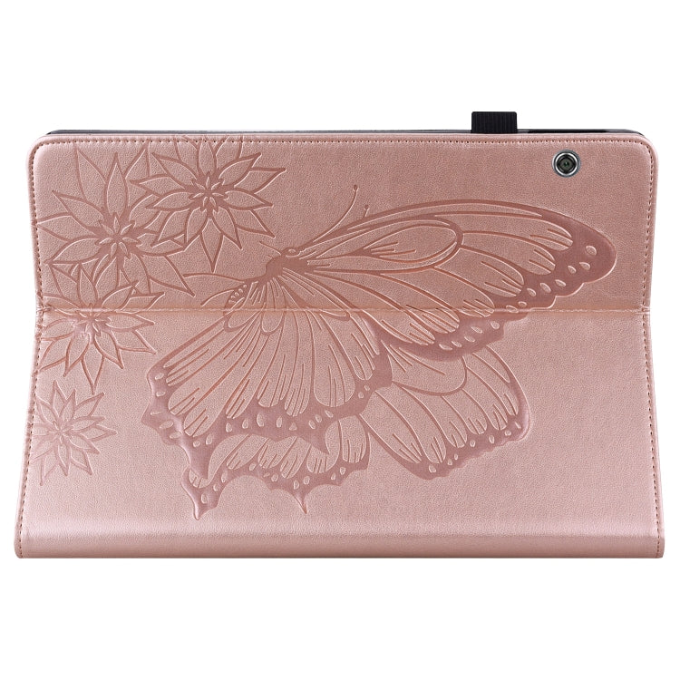 For Huawei MediaPad T5 Big Butterfly Embossed Leather Tablet Case(Rose Gold)