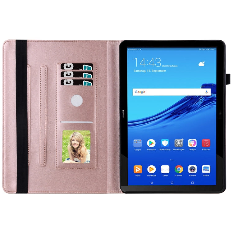 For Huawei MediaPad T5 Big Butterfly Embossed Leather Tablet Case(Rose Gold)