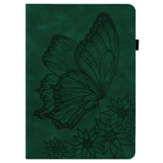 For OPPO Pad 11 inch 2022 Big Butterfly Embossed Leather Tablet Case(Green)