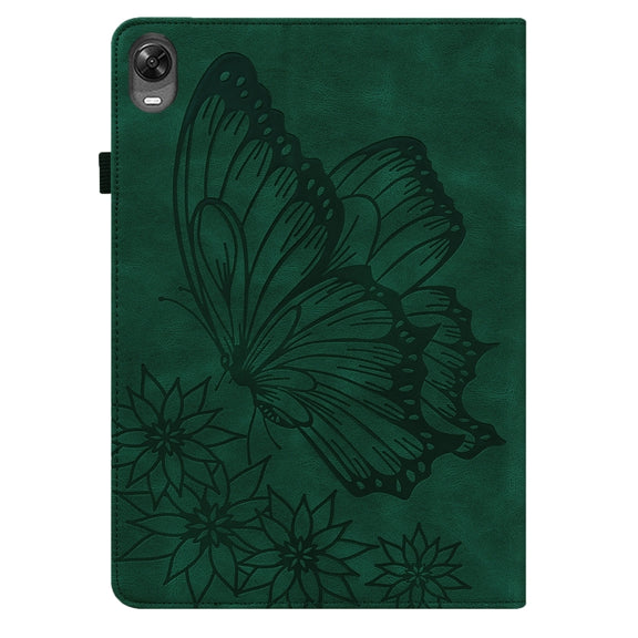 For OPPO Pad 11 inch 2022 Big Butterfly Embossed Leather Tablet Case(Green)