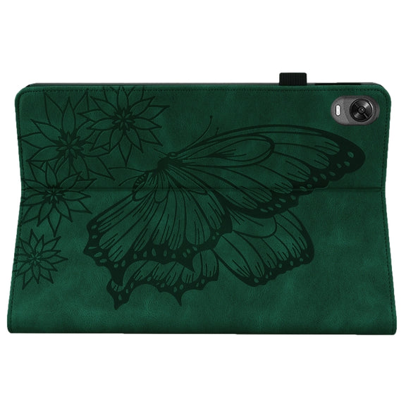 For OPPO Pad 11 inch 2022 Big Butterfly Embossed Leather Tablet Case(Green)
