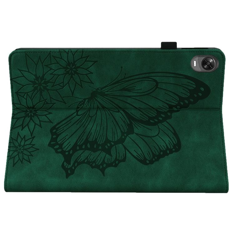 For OPPO Pad 11 inch 2022 Big Butterfly Embossed Leather Tablet Case(Green)