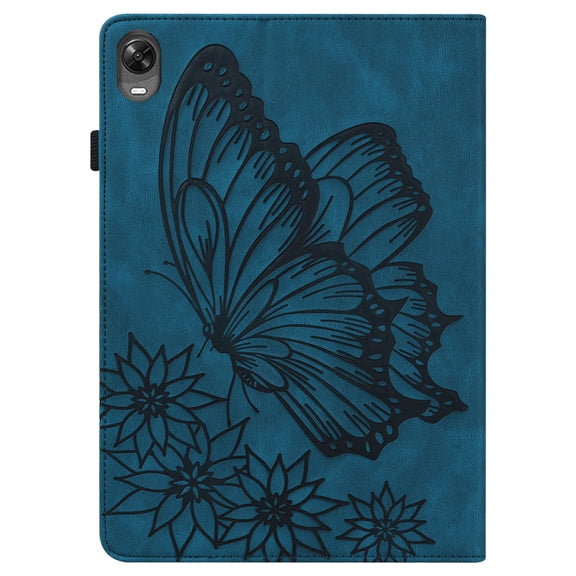For OPPO Pad 11 inch 2022 Big Butterfly Embossed Leather Tablet Case(Blue)