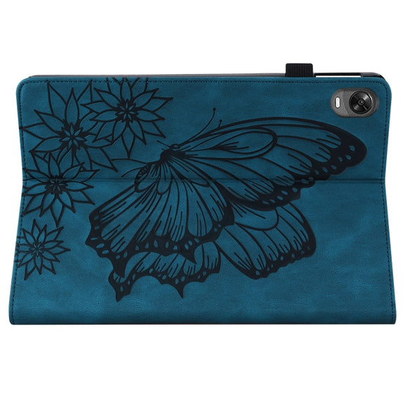 For OPPO Pad 11 inch 2022 Big Butterfly Embossed Leather Tablet Case(Blue)
