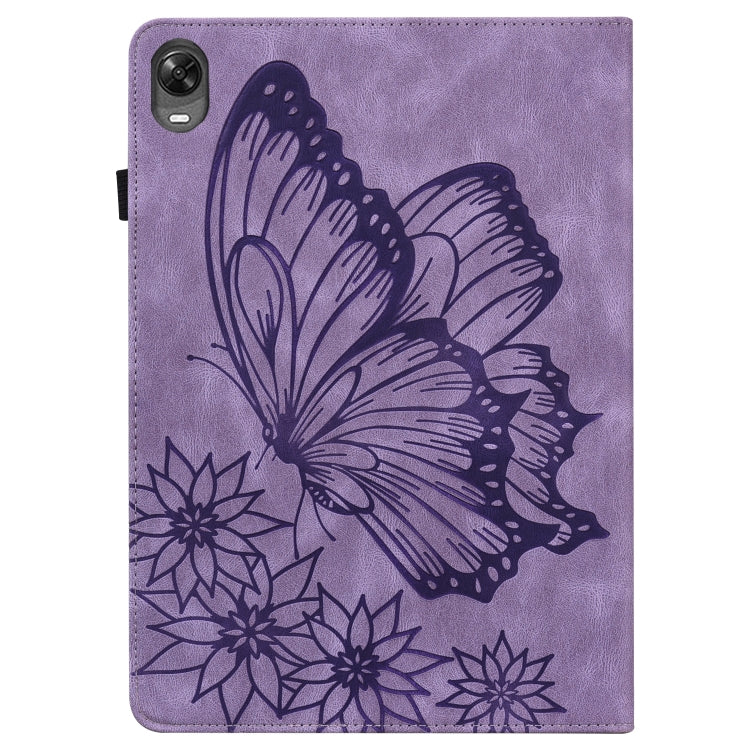 For OPPO Pad 11 inch 2022 Big Butterfly Embossed Leather Tablet Case(Purple)