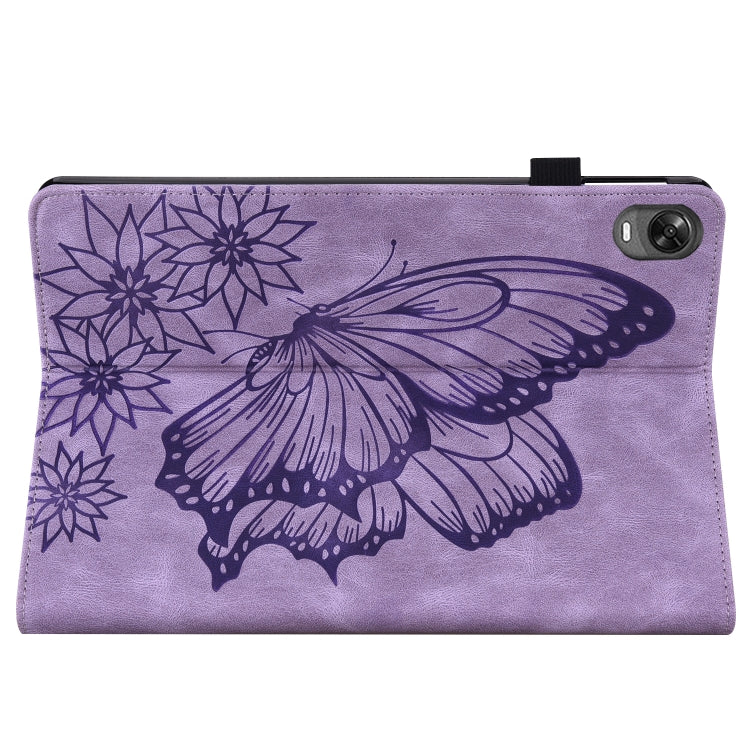 For OPPO Pad 11 inch 2022 Big Butterfly Embossed Leather Tablet Case(Purple)