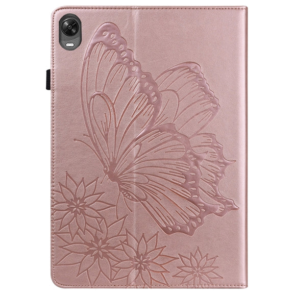 For OPPO Pad 11 inch 2022 Big Butterfly Embossed Leather Tablet Case(Rose Gold)