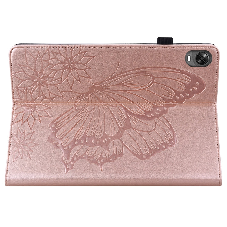 For OPPO Pad 11 inch 2022 Big Butterfly Embossed Leather Tablet Case(Rose Gold)