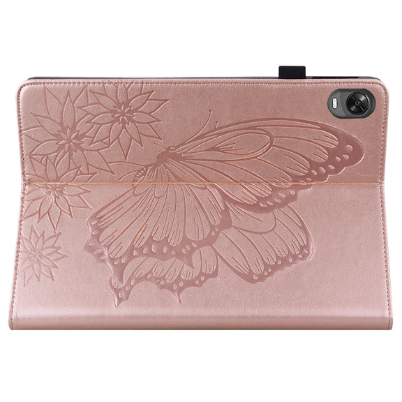 For OPPO Pad 11 inch 2022 Big Butterfly Embossed Leather Tablet Case(Rose Gold)