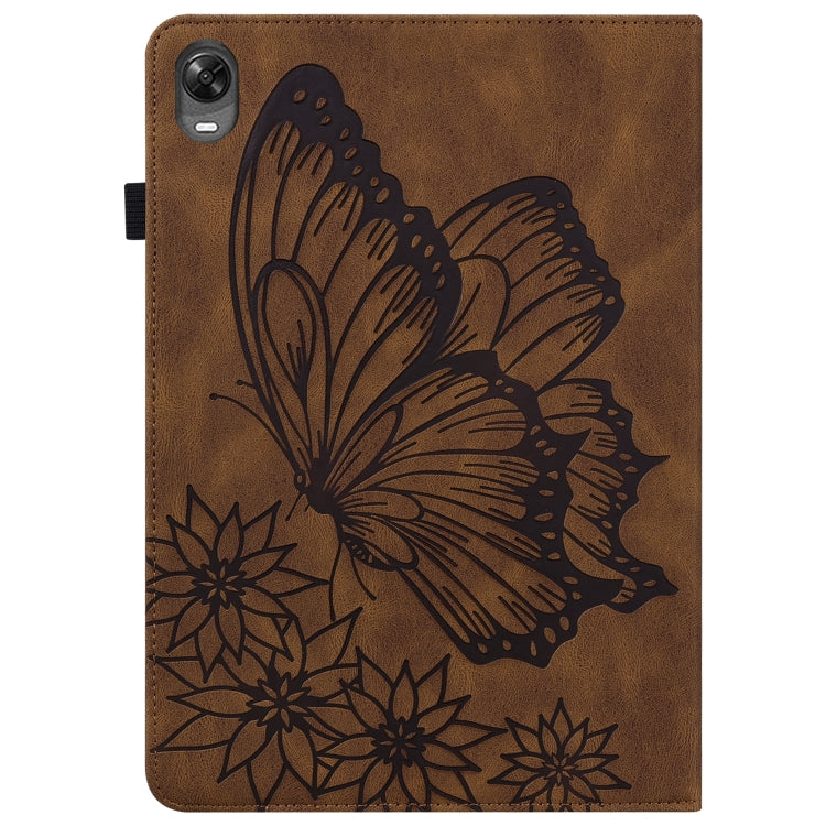 For OPPO Pad 11 inch 2022 Big Butterfly Embossed Leather Tablet Case(Brown)