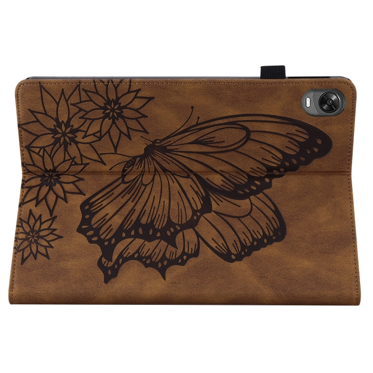 For OPPO Pad 11 inch 2022 Big Butterfly Embossed Leather Tablet Case(Brown)