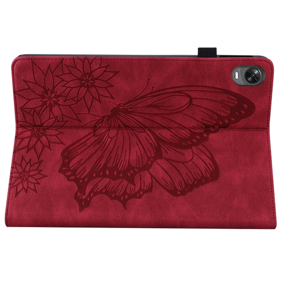 For OPPO Pad 11 inch 2022 Big Butterfly Embossed Leather Tablet Case(Red)