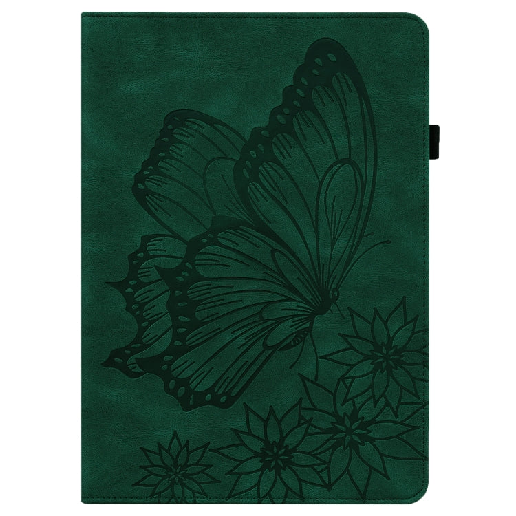 For Realme Pad Big Butterfly Embossed Leather Tablet Case(Green)