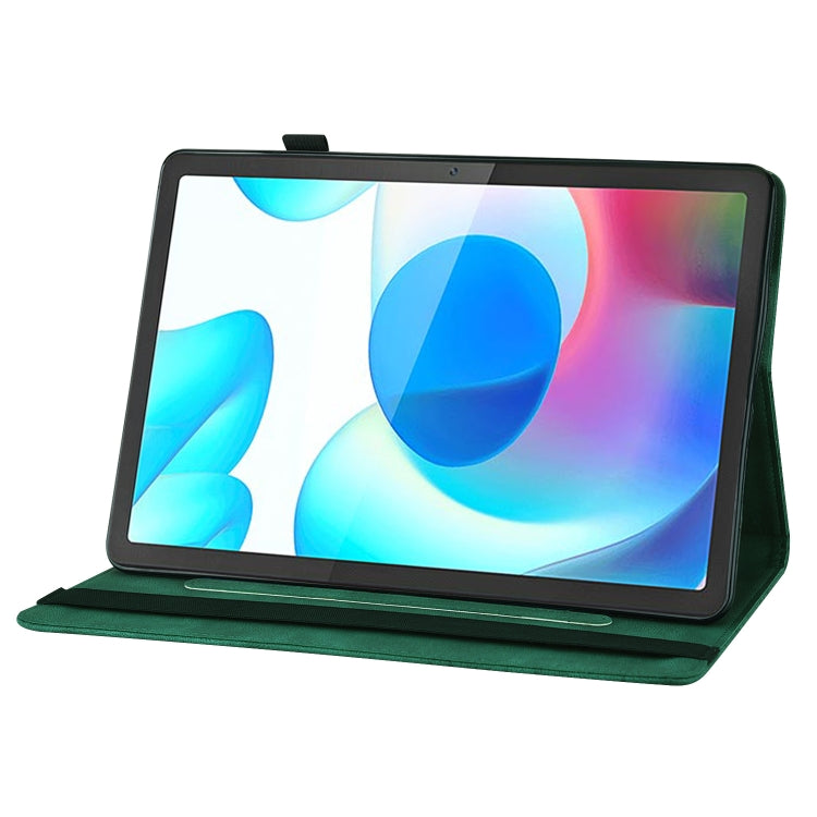 For Realme Pad Big Butterfly Embossed Leather Tablet Case(Green)