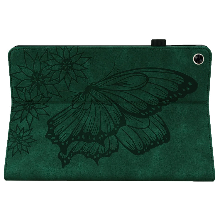 For Realme Pad Big Butterfly Embossed Leather Tablet Case(Green)