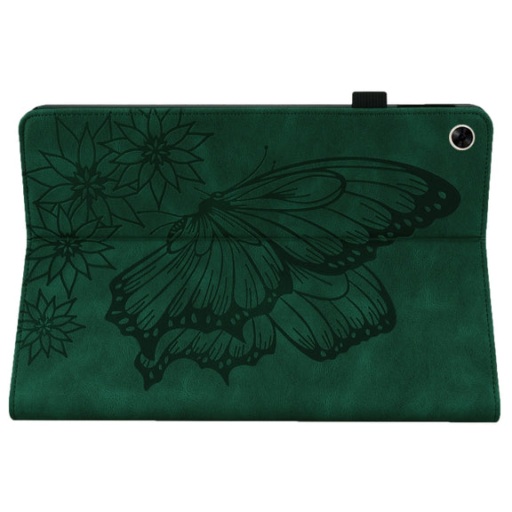 For Realme Pad Big Butterfly Embossed Leather Tablet Case(Green)