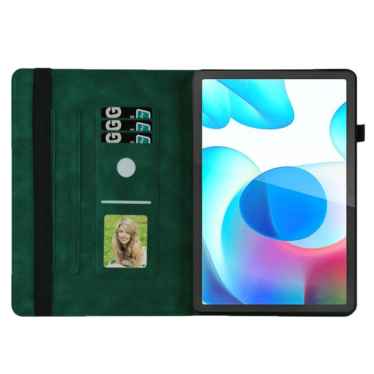 For Realme Pad Big Butterfly Embossed Leather Tablet Case(Green)