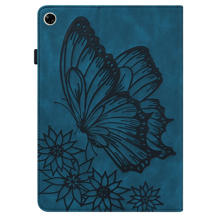 For Realme Pad Big Butterfly Embossed Leather Tablet Case(Blue)
