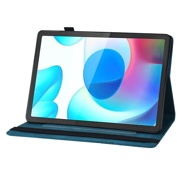 For Realme Pad Big Butterfly Embossed Leather Tablet Case(Blue)