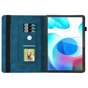 For Realme Pad Big Butterfly Embossed Leather Tablet Case(Blue)