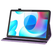 For Realme Pad Big Butterfly Embossed Leather Tablet Case(Purple)