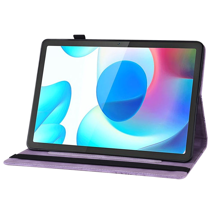 For Realme Pad Big Butterfly Embossed Leather Tablet Case(Purple)